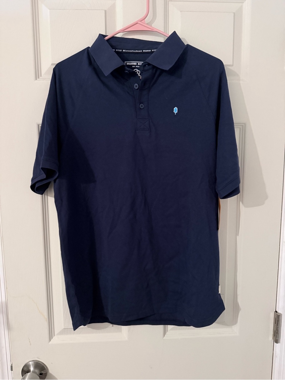 Men's Navy Polo Shirt with Blue Logo